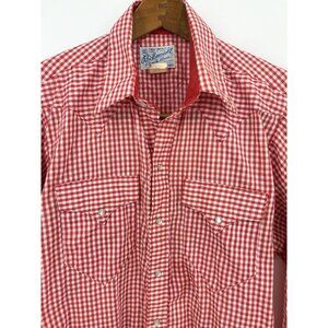 VTG 70s ROCKMOUNT  Tru-West Shirt Mens M Red White Pearl Snap Rockabilly Rodeo